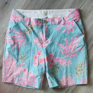 Lilly Pulitzer Natia 9" Inseam Mid-rise Shorts In Royal Coral 🪸